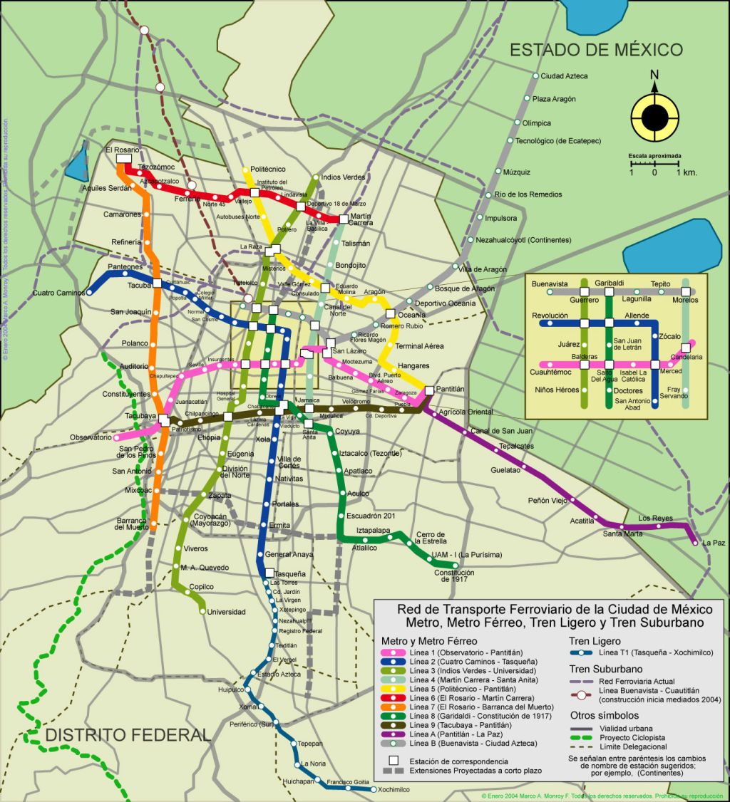 Mapa de Ciudad de México, Plano y callejero de Ciudad de México ...