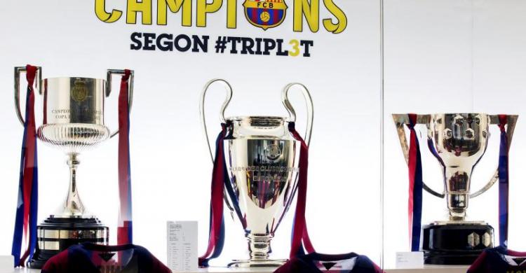 Trofeos en el museo del FC Barcelona