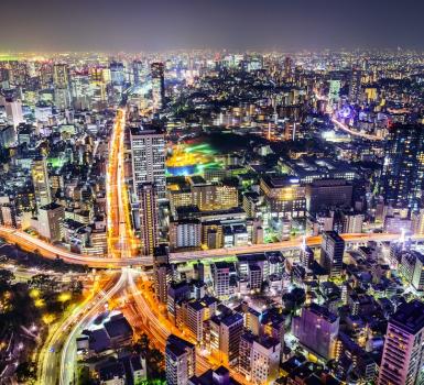Vistas panorámicas de Tokio iluminada Vistas panorámicas de Tokio iluminada