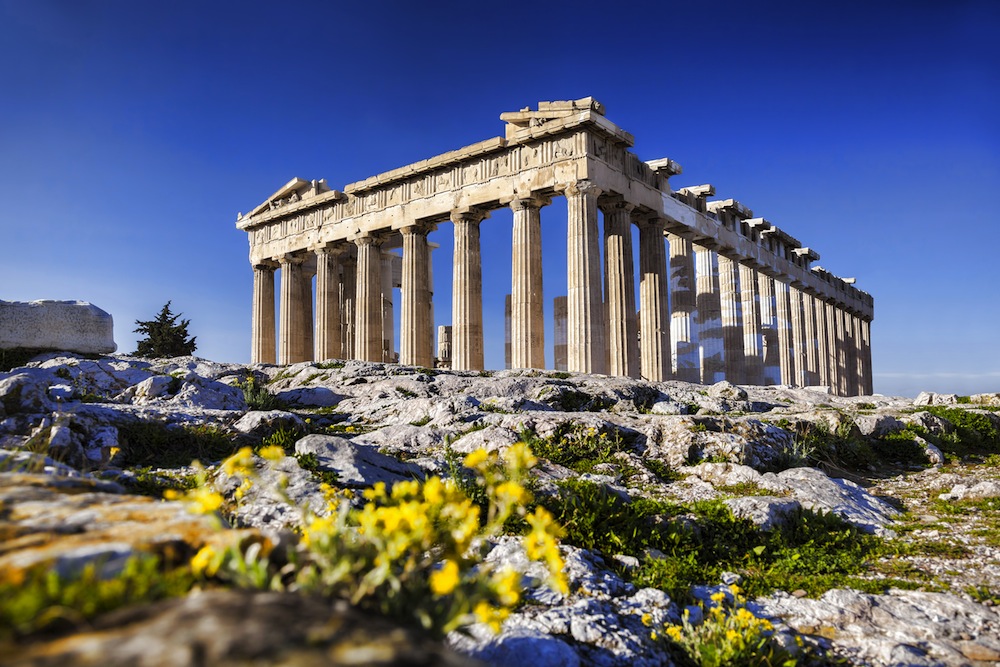 Vistas al Partenón de Atenas en la Acrópolis