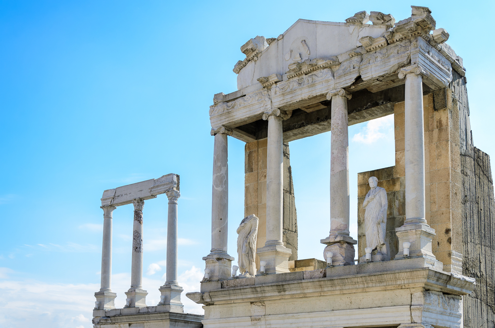 Columnas romas en Plovdiv, cerca de Sofía