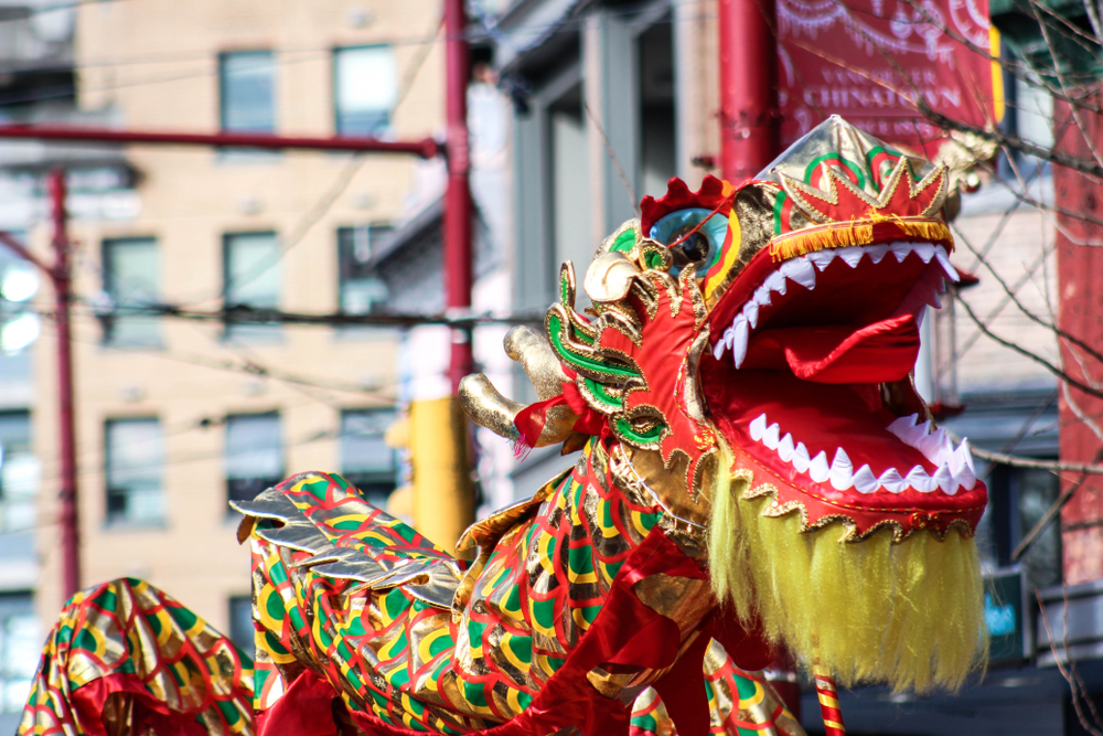 Dragón en el Año Nuevo Chino del Chinatown de Vancouver
