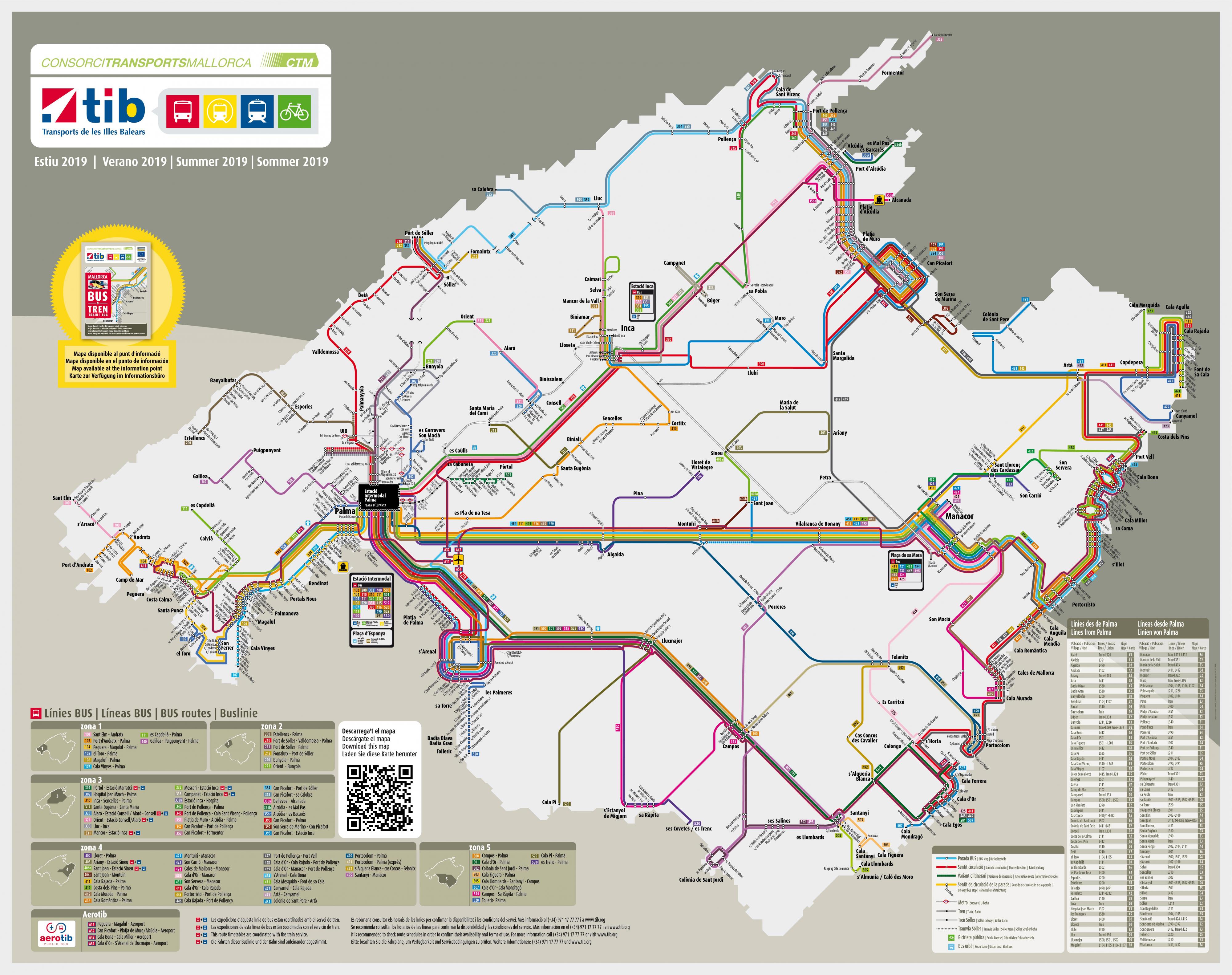 Mapa de autobuses de Mallorca