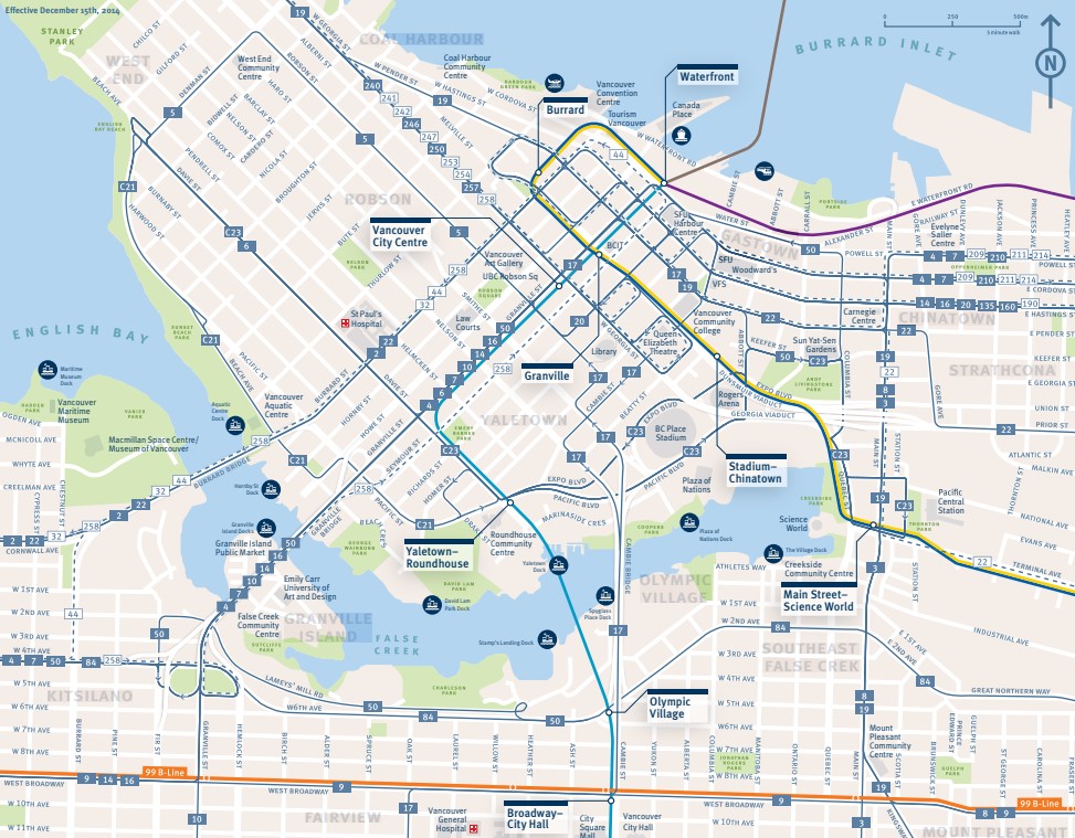 Mapa de autobuses de Vancouver