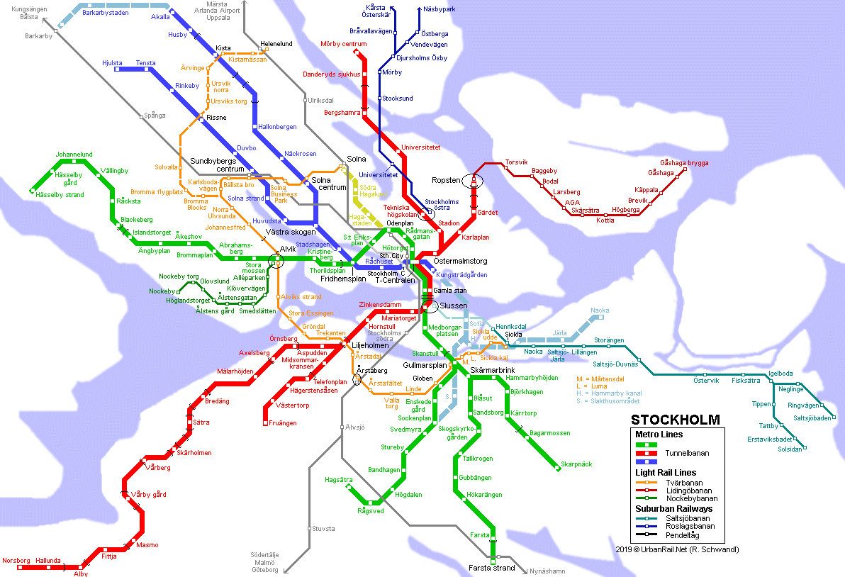 Mapa del metro de Estocolmo