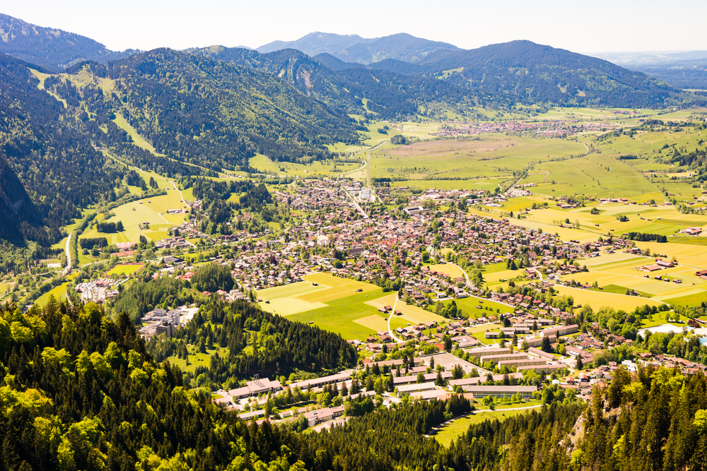 Vista en panorámica del pueblo de Oberammergau