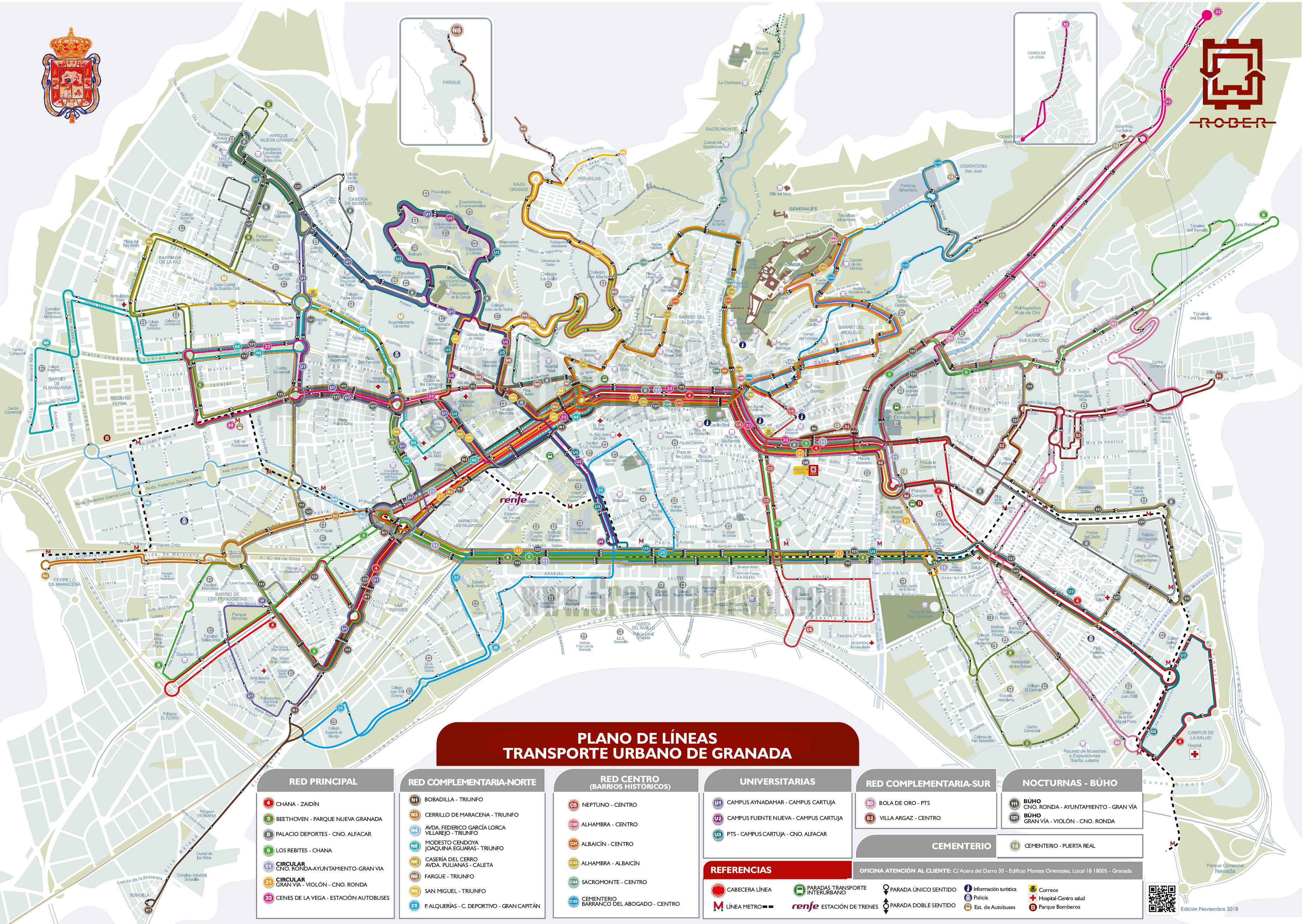 Mapa de las líneas de autobuses