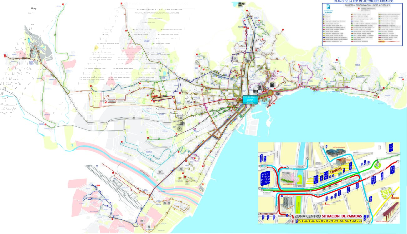 Plano líneas autobús Málaga