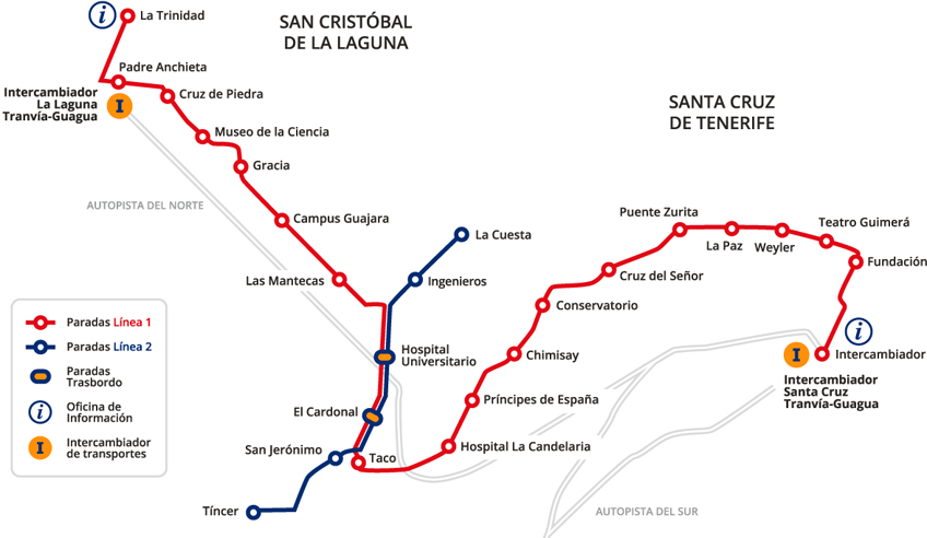 Mapa Tranvía Tenerife