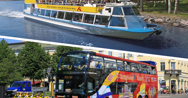 Autobús y barco turístico Hop On-Hop Off de Helsinki
