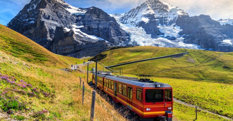 Tren cremallera ascendiendo hacia el Jungfraujoch