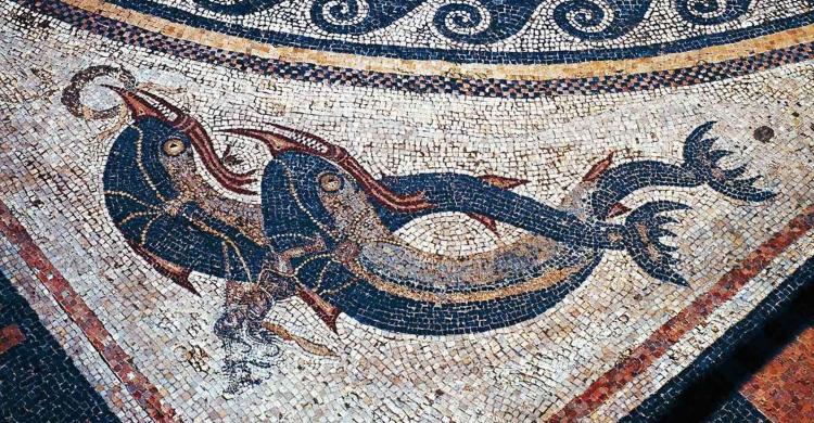 Mosaico en la Casa de los Delfines, Delos