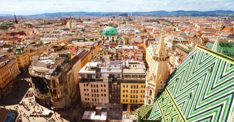 Vista panorámica de Viena desde la Catedral