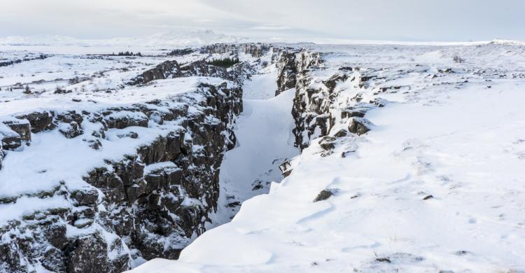 Paisaje nevado del Círculo de Oro