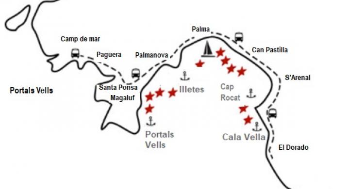 Mapa de las Recogidas entre Camp de Mar y El Dorado