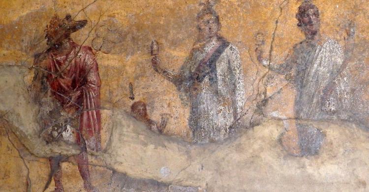 Mural de la antigua ciudad de Pompeya