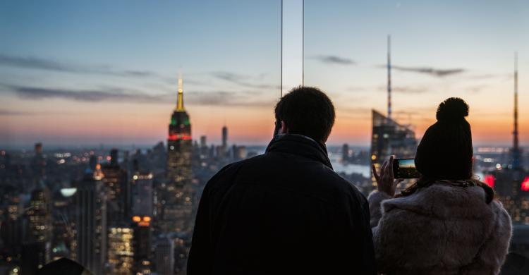 Atardecer desde el Top of the Rock, con vistas al Empire State