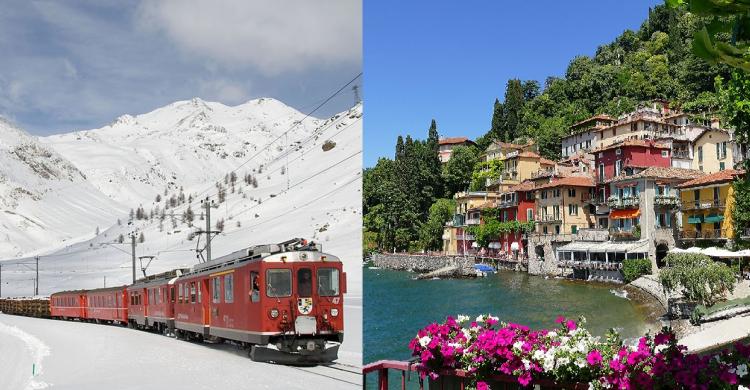 Lago di Como y St. Moritz en Bernina Express, todo en un día