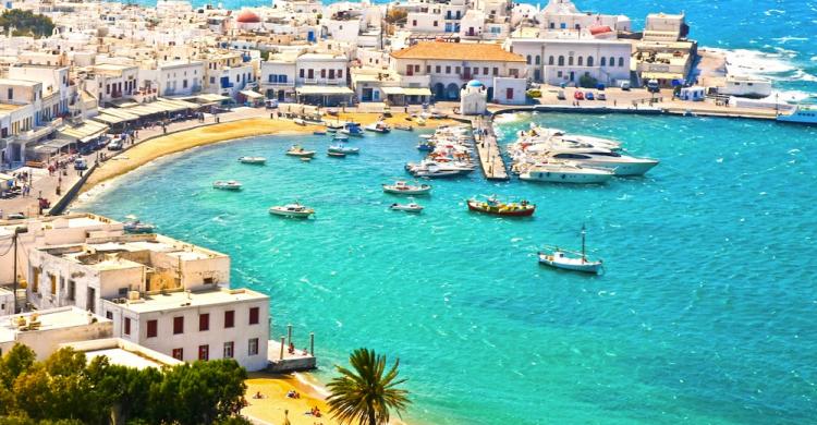 Playa en Mykonos, cerca de la Pequeña Venecia