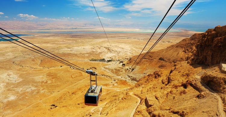 Vista del teleférico de Masada