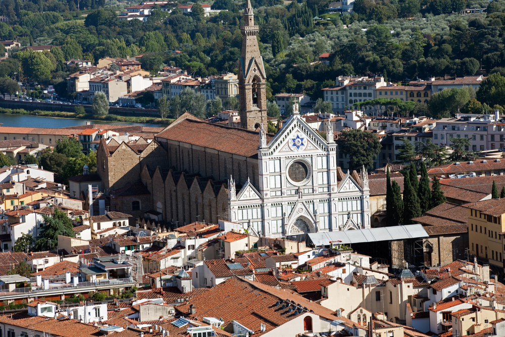 Vista aérea de Santa Croce en Florencia